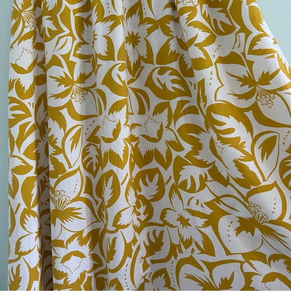 Madewell Yellow Linen Blend Shirred Maxi Skirt Tropical Floral Pockets Sz Small - Picture 6 of 10